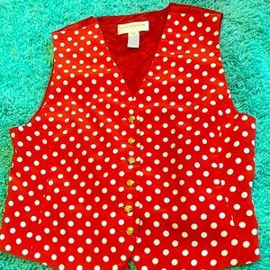 Liz Claiborne Petite Collection Red Polka Dot Vest